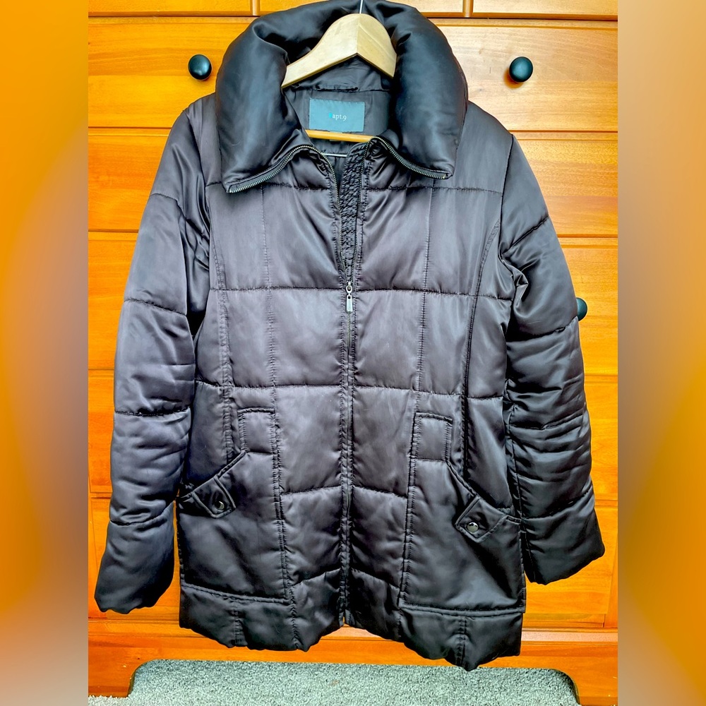 Apt 9 winter coat. Size medium/ 10.  Chocolate brown with sheen.